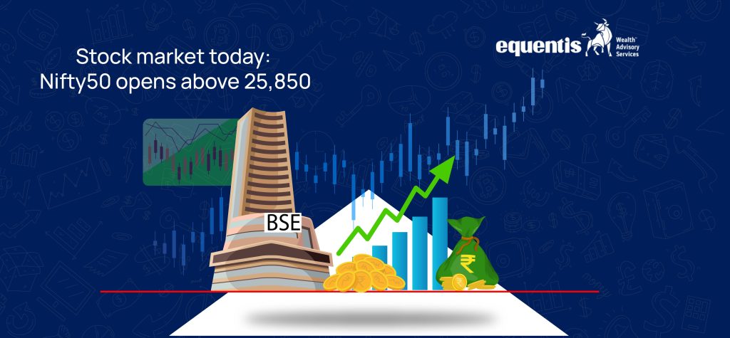 Stock Market Today: Nifty50 Opens Above 25,850 as Sensex Gains Over 250 Points