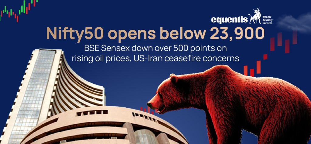 Nifty50 opens below 23900 BSE Sensex down over 500 points on rising oil prices US Iran ceasefire concerns